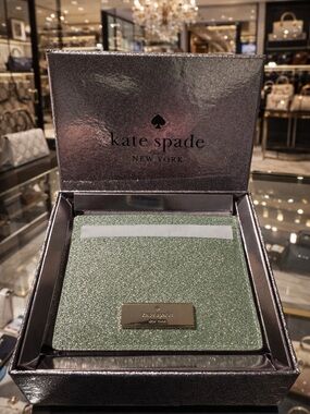 kate spade Glittery Sage Green Card Holder